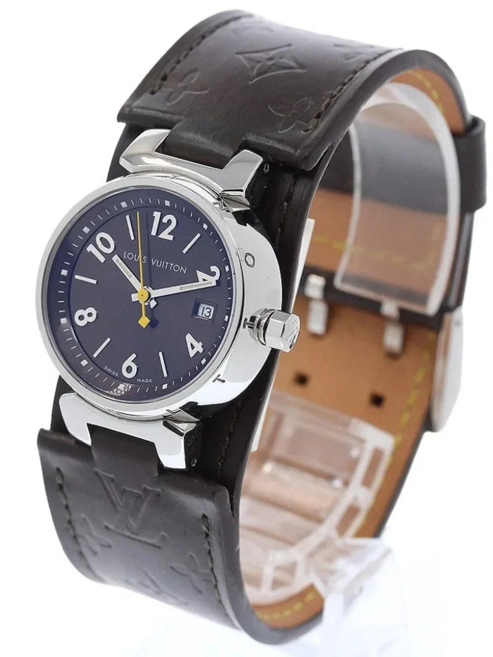 LOUIS VUITTON Tambour Q1211 Date Brown Dial Quartz Ladies Watch_970964